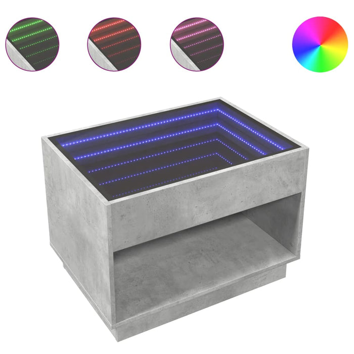 Măsuță de cafea cu LED infinity, gri beton, 70x50x50 cm - WALTI WALTI
