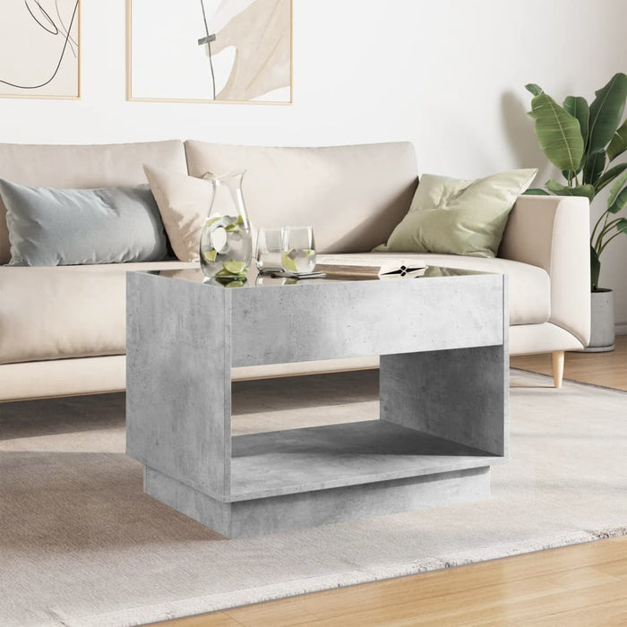 Măsuță de cafea cu LED infinity, gri beton, 70x50x50 cm - WALTI WALTI