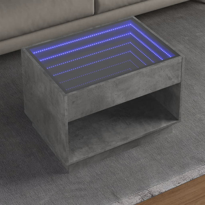 Măsuță de cafea cu LED infinity, gri beton, 70x50x50 cm - WALTI WALTI