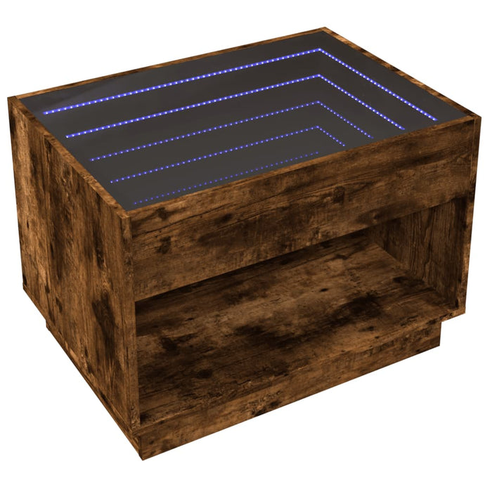Măsuță de cafea cu LED infinity, stejar fumuriu, 70x50x50 cm - WALTI WALTI