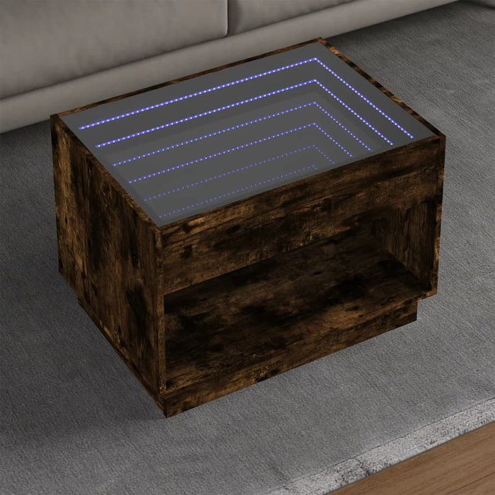 Măsuță de cafea cu LED infinity, stejar fumuriu, 70x50x50 cm - WALTI WALTI