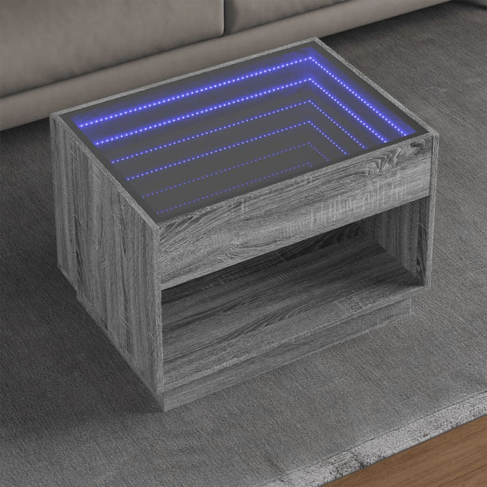 Măsuță de cafea cu LED infinity, gri sonoma, 70x50x50 cm - WALTI WALTI