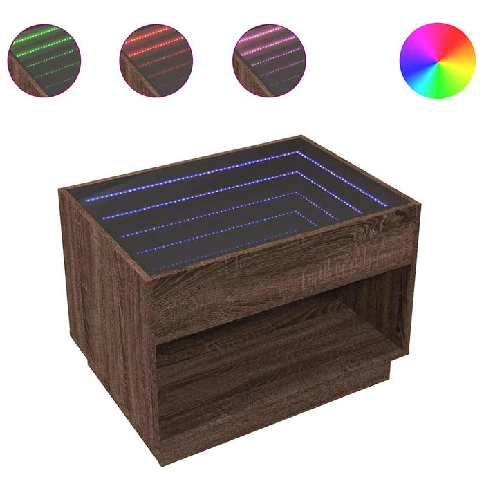 Măsuță de cafea cu LED infinity, stejar maro, 70x50x50 cm - WALTI WALTI