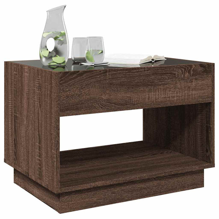 Măsuță de cafea cu LED infinity, stejar maro, 70x50x50 cm - WALTI WALTI