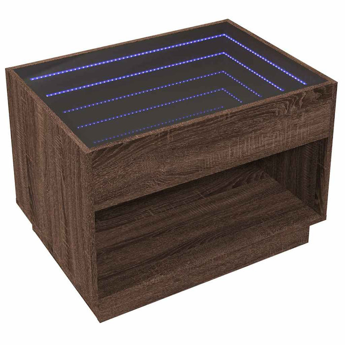 Măsuță de cafea cu LED infinity, stejar maro, 70x50x50 cm - WALTI WALTI