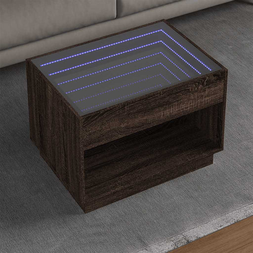 Măsuță de cafea cu LED infinity, stejar maro, 70x50x50 cm - WALTI WALTI