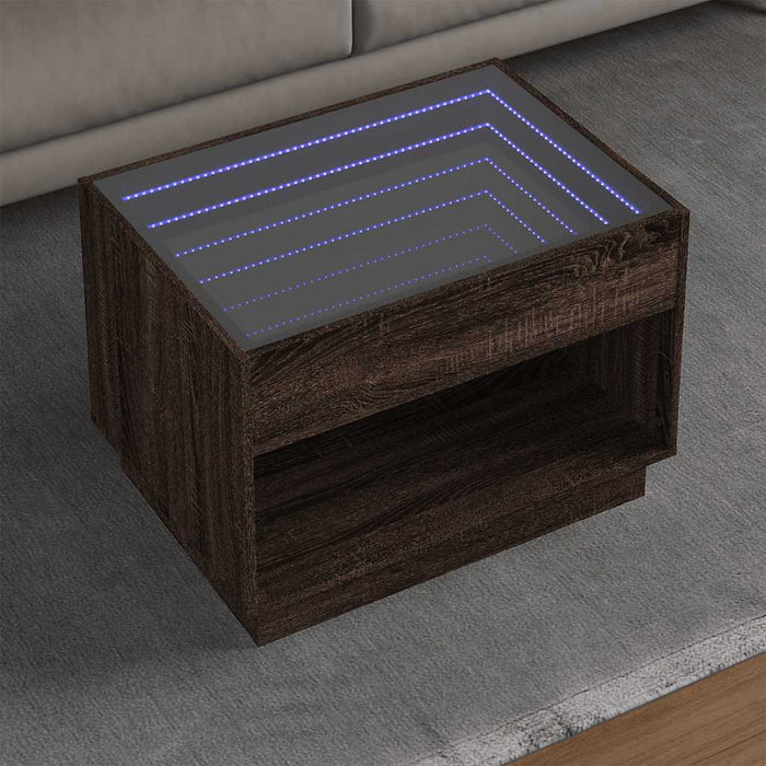 Măsuță de cafea cu LED infinity, stejar maro, 70x50x50 cm - WALTI WALTI