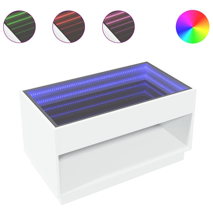 Măsuță de cafea cu LED infinity, alb, 90x50x50 cm - WALTI WALTI