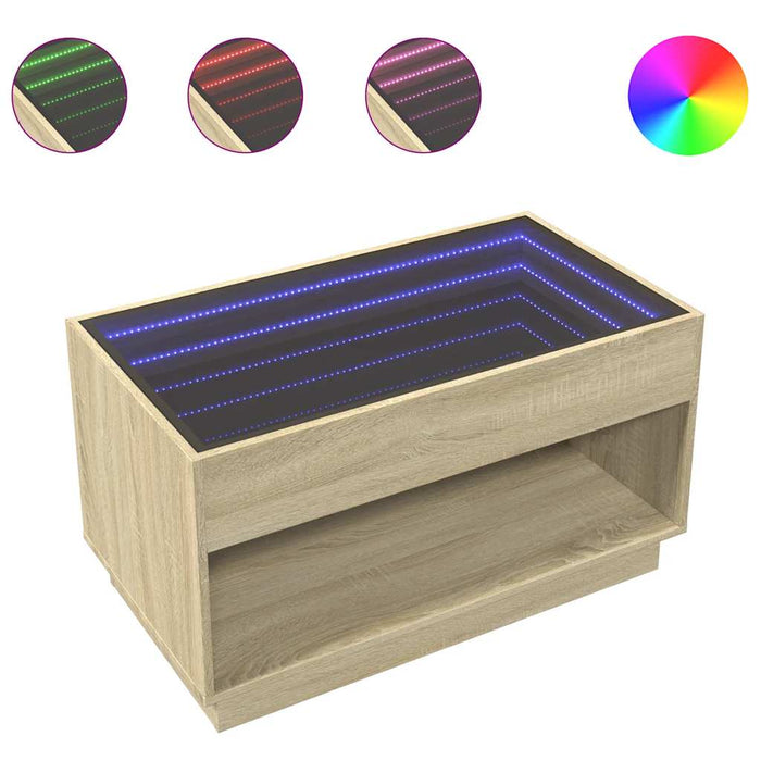 Măsuță de cafea cu LED infinity, stejar sonoma, 90x50x50 cm - WALTI WALTI