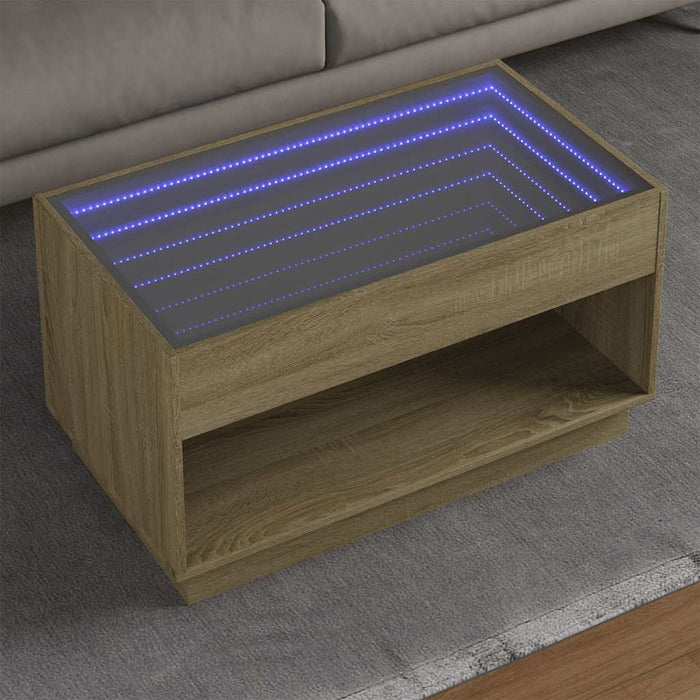 Măsuță de cafea cu LED infinity, stejar sonoma, 90x50x50 cm - WALTI WALTI