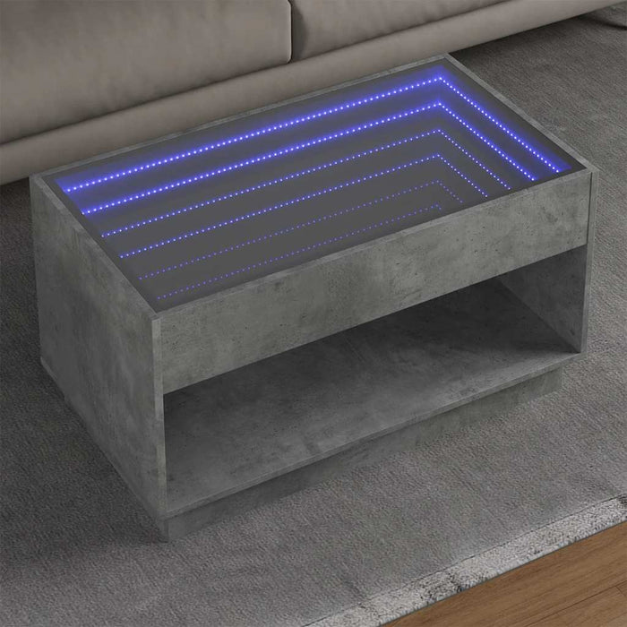 Măsuță de cafea cu LED infinity, gri beton, 90x50x50 cm - WALTI WALTI