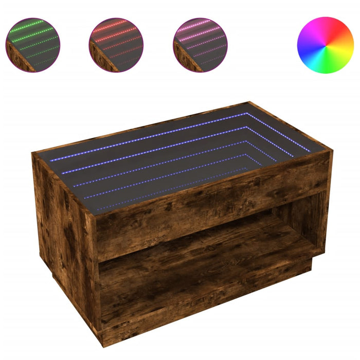 Măsuță de cafea cu LED infinity, stejar fumuriu, 90x50x50 cm - WALTI WALTI