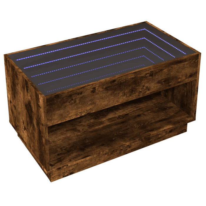 Măsuță de cafea cu LED infinity, stejar fumuriu, 90x50x50 cm - WALTI WALTI