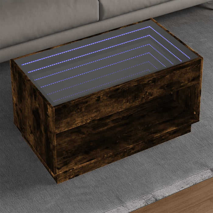 Măsuță de cafea cu LED infinity, stejar fumuriu, 90x50x50 cm - WALTI WALTI