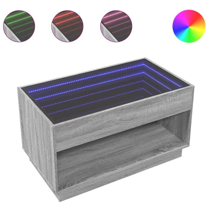 Măsuță de cafea cu LED infinity, gri sonoma, 90x50x50 cm - WALTI WALTI