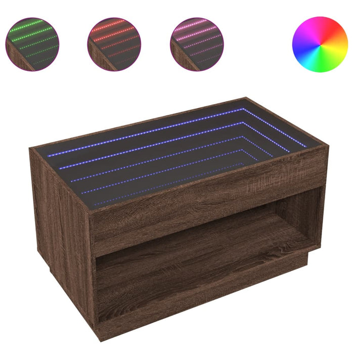 Măsuță de cafea cu LED infinity, stejar maro, 90x50x50 cm - WALTI WALTI
