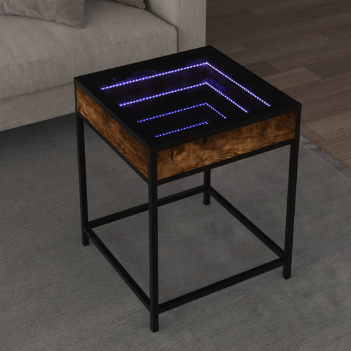 Măsuță de cafea cu LED infinity, stejar fumuriu, 40x40x51 cm - WALTI WALTI