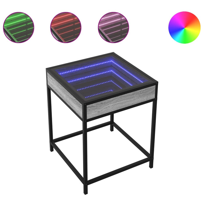 Măsuță de cafea cu LED infinity, gri sonoma, 40x40x51 cm - WALTI WALTI