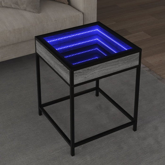 Măsuță de cafea cu LED infinity, gri sonoma, 40x40x51 cm - WALTI WALTI