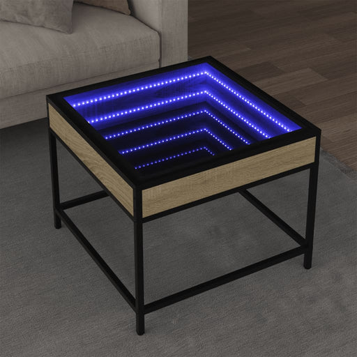 Măsuță de cafea cu LED infinity, stejar sonoma, 50x50x41 cm - WALTI WALTI