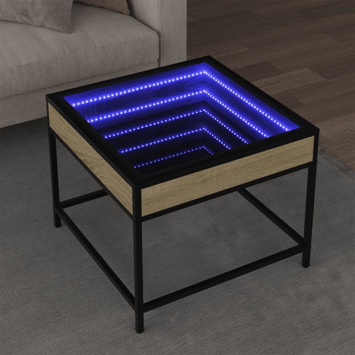 Măsuță de cafea cu LED infinity, stejar sonoma, 50x50x41 cm - WALTI WALTI