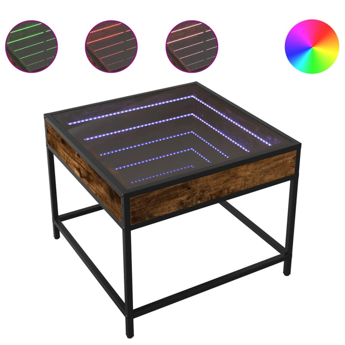 Măsuță de cafea cu LED infinity, stejar fumuriu, 50x50x41 cm - WALTI WALTI