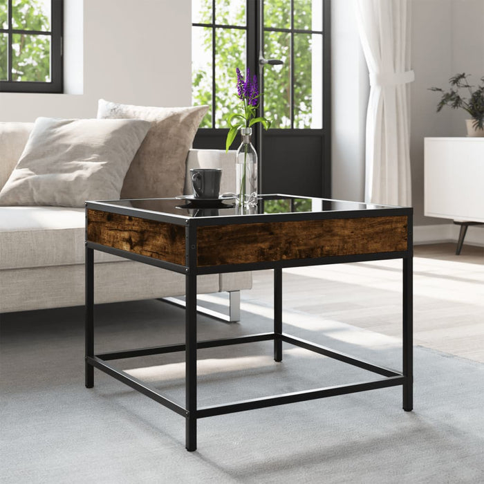Măsuță de cafea cu LED infinity, stejar fumuriu, 50x50x41 cm - WALTI WALTI
