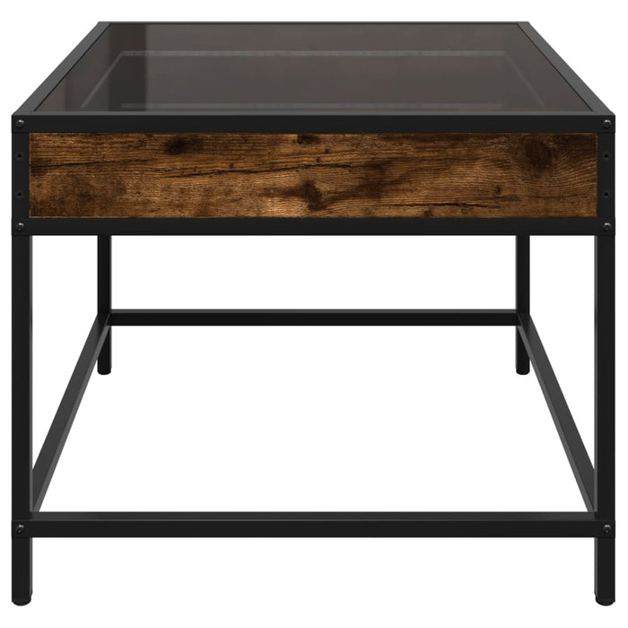 Măsuță de cafea cu LED infinity, stejar fumuriu, 50x50x41 cm - WALTI WALTI