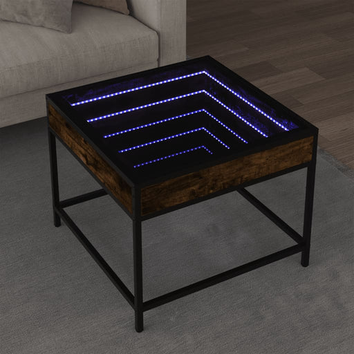 Măsuță de cafea cu LED infinity, stejar fumuriu, 50x50x41 cm - WALTI WALTI