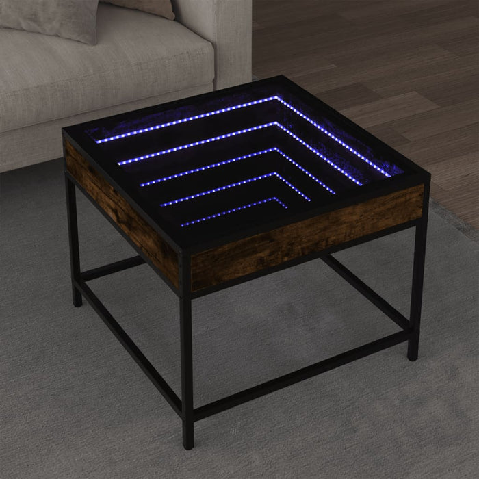 Măsuță de cafea cu LED infinity, stejar fumuriu, 50x50x41 cm - WALTI WALTI