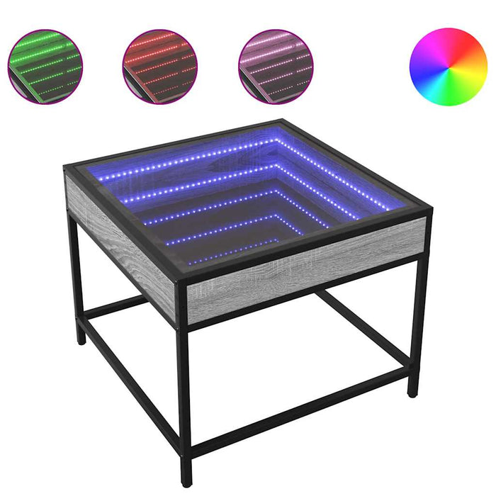 Măsuță de cafea cu LED infinity, gri sonoma, 50x50x41 cm - WALTI WALTI