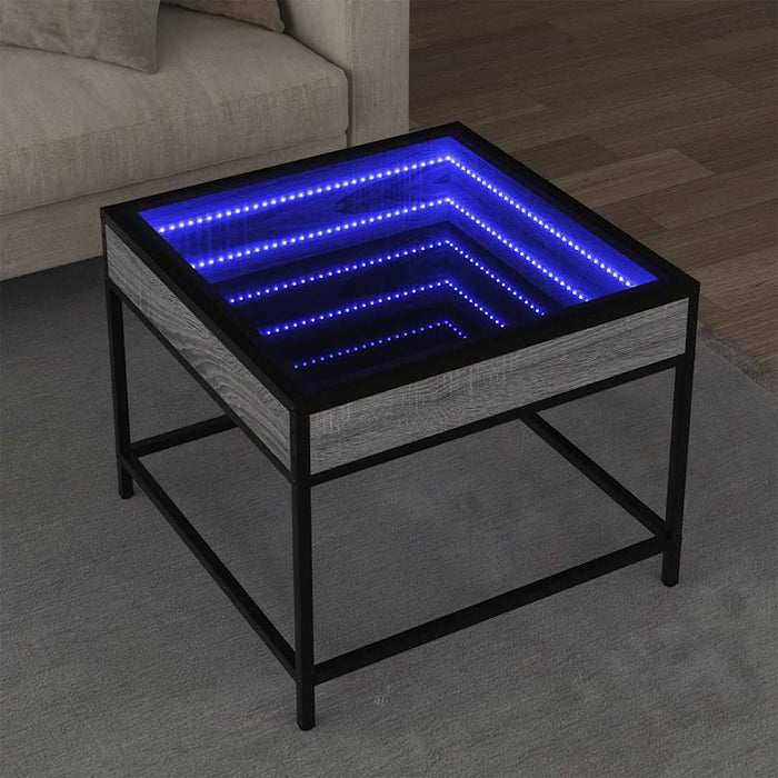 Măsuță de cafea cu LED infinity, gri sonoma, 50x50x41 cm - WALTI WALTI
