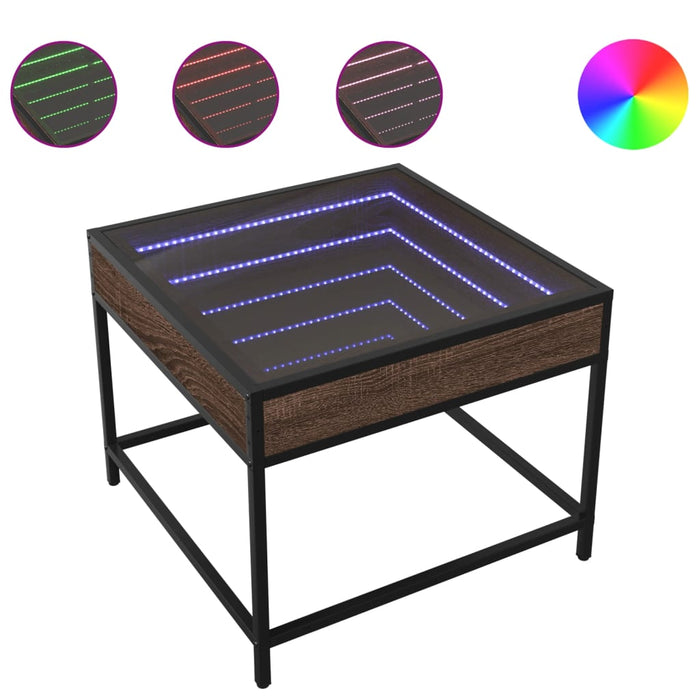Măsuță de cafea cu LED infinity, stejar maro, 50x50x41 cm - WALTI WALTI