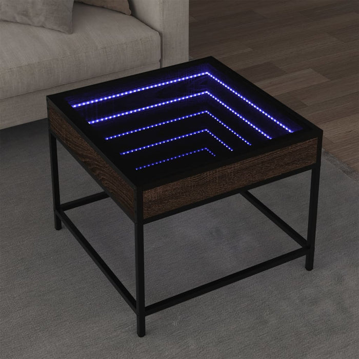 Măsuță de cafea cu LED infinity, stejar maro, 50x50x41 cm - WALTI WALTI