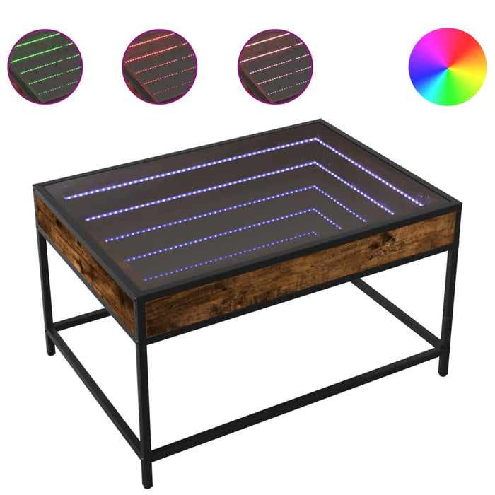 Măsuță de cafea cu LED infinity, stejar fumuriu, 70x50x41 cm - WALTI WALTI