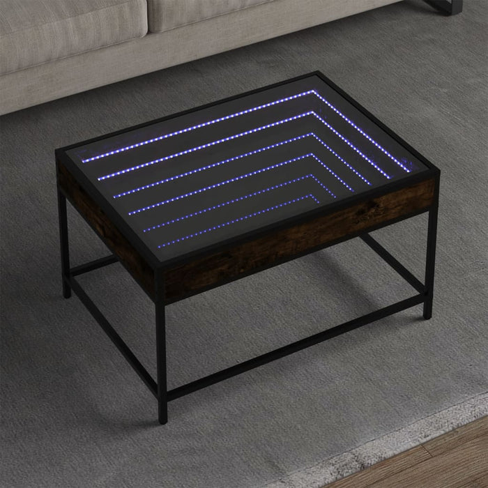Măsuță de cafea cu LED infinity, stejar fumuriu, 70x50x41 cm - WALTI WALTI
