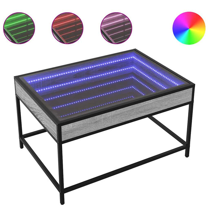 Măsuță de cafea cu LED infinity, gri sonoma, 70x50x41 cm - WALTI WALTI