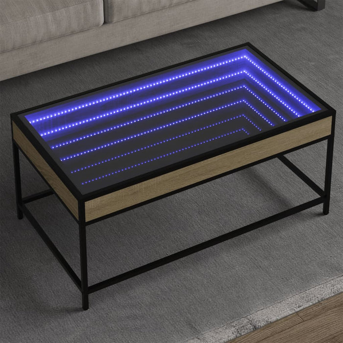 Măsuță de cafea cu LED infinity, stejar sonoma, 90x50x41 cm - WALTI WALTI