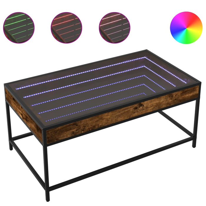 Măsuță de cafea cu LED infinity, stejar fumuriu, 90x50x41 cm - WALTI WALTI