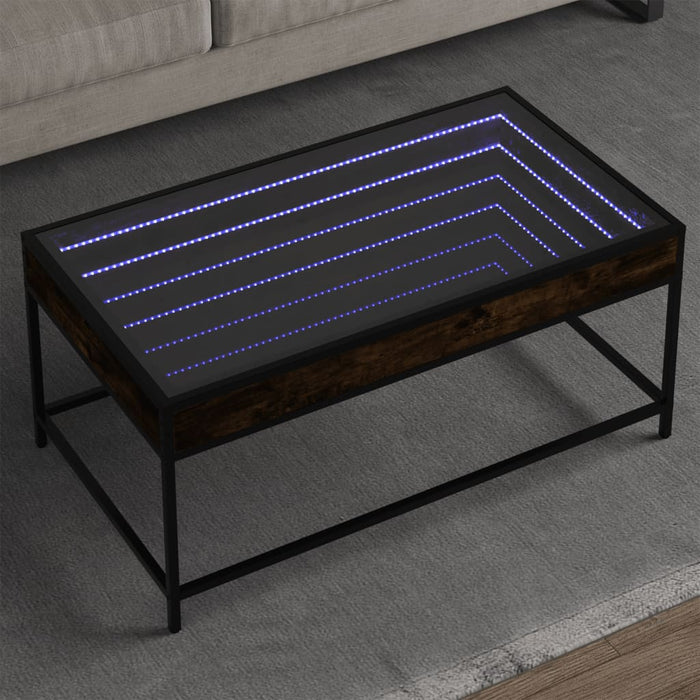 Măsuță de cafea cu LED infinity, stejar fumuriu, 90x50x41 cm - WALTI WALTI