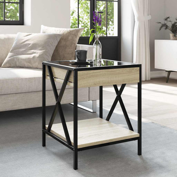 Măsuță de cafea cu LED infinity, stejar sonoma, 40x40x49 cm - WALTI WALTI
