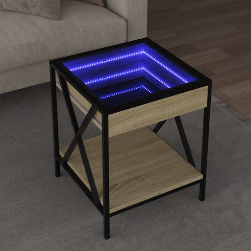 Măsuță de cafea cu LED infinity, stejar sonoma, 40x40x49 cm - WALTI WALTI