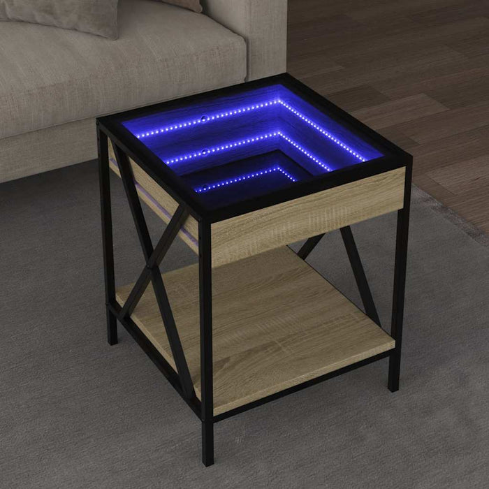 Măsuță de cafea cu LED infinity, stejar sonoma, 40x40x49 cm - WALTI WALTI