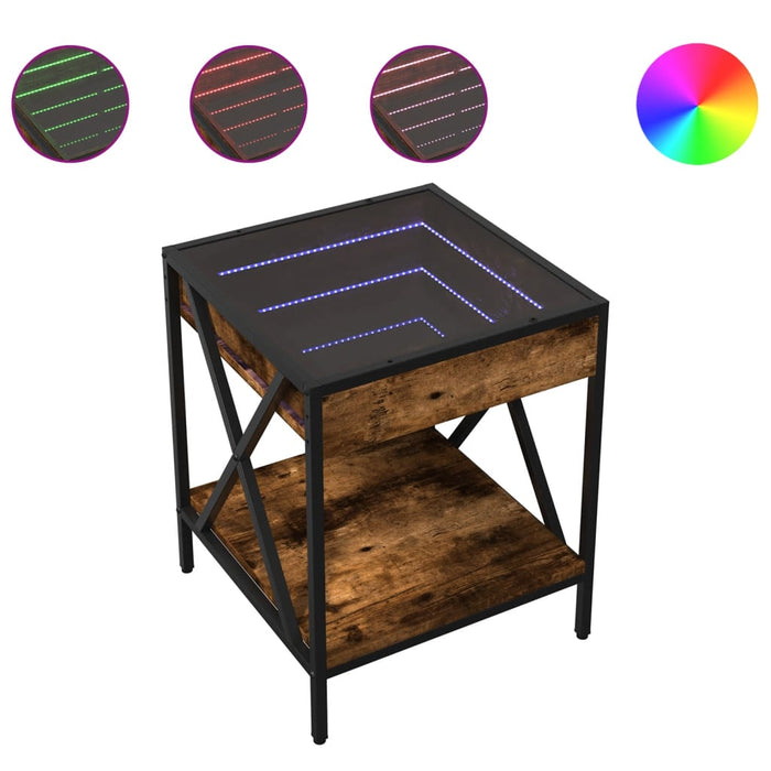 Măsuță de cafea cu LED infinity, stejar fumuriu, 40x40x49 cm - WALTI WALTI