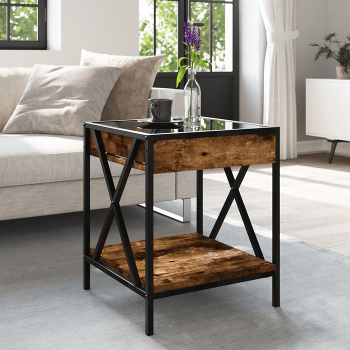 Măsuță de cafea cu LED infinity, stejar fumuriu, 40x40x49 cm - WALTI WALTI
