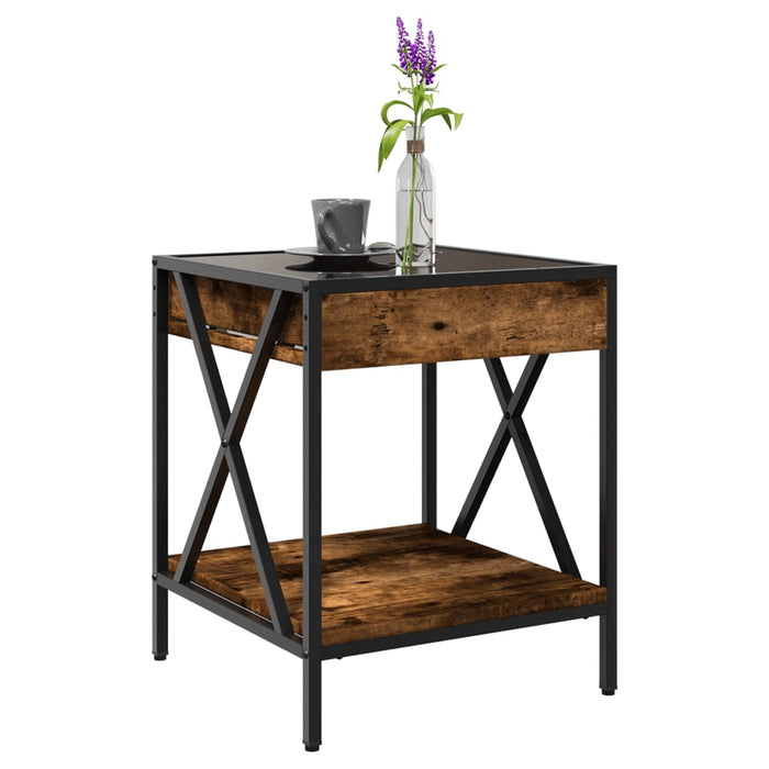 Măsuță de cafea cu LED infinity, stejar fumuriu, 40x40x49 cm - WALTI WALTI