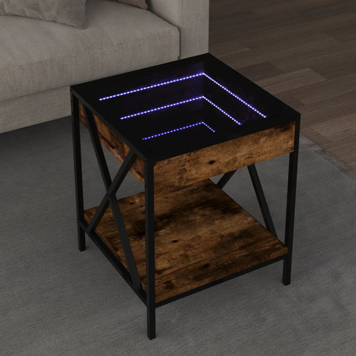 Măsuță de cafea cu LED infinity, stejar fumuriu, 40x40x49 cm - WALTI WALTI