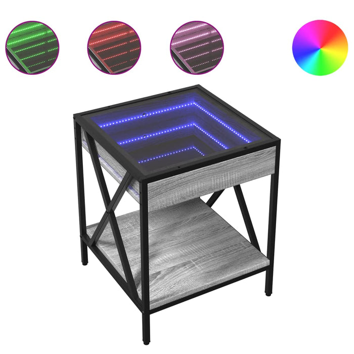Măsuță de cafea cu LED infinity, gri sonoma, 40x40x49 cm - WALTI WALTI