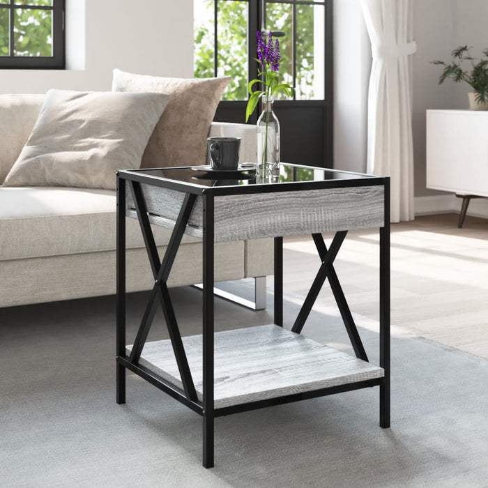 Măsuță de cafea cu LED infinity, gri sonoma, 40x40x49 cm - WALTI WALTI