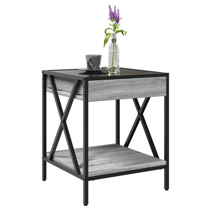 Măsuță de cafea cu LED infinity, gri sonoma, 40x40x49 cm - WALTI WALTI